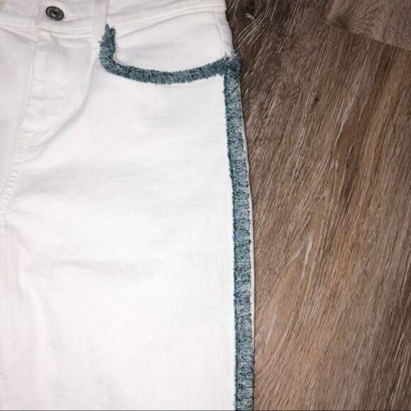 7 For All Mankind White High Waist Ankle Fringe Seam Skinny Jeans Size 26 NWT - Picture 8 of 16